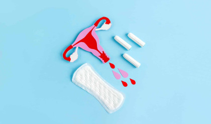 Paper,Application,Of,The,Uterus,,Red,Drops,From,Colored,Cardboard,